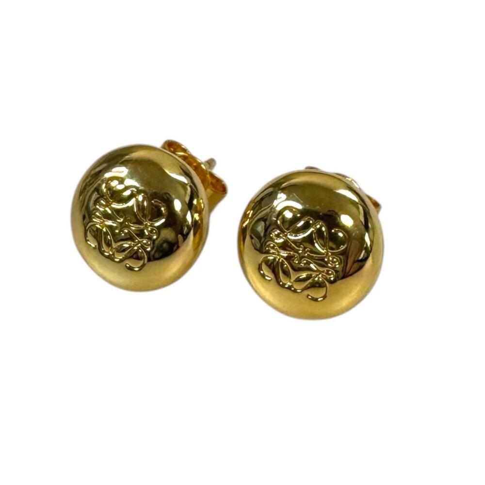 Loewe Anagram Pebble Stud Earrings (Pair) Gold Ag925 Women's